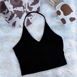 Cider Black V-Neck Halter Top cropped